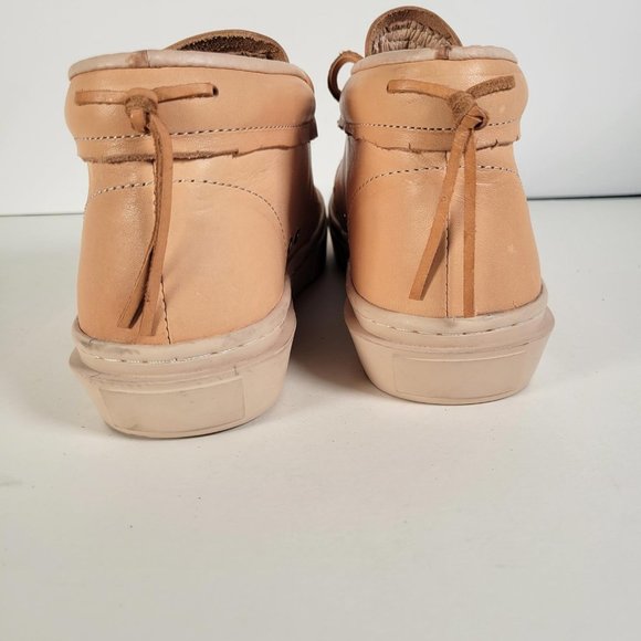 Clean Weather Vegan Raw Undyed Tan Leather Unisex Sneaker Women Size 9 1/2 - Picture 8 of 14
